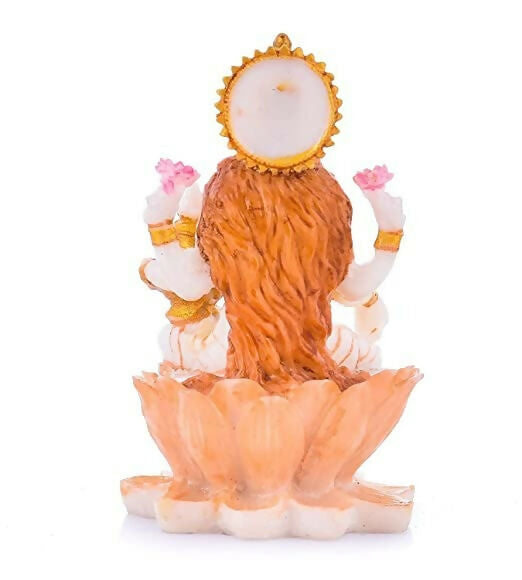 Soni Craft Handmade Poly Resin Lakshmi Ji Sculpture Sitting On Lotus Statue - Swadesiicart
