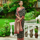 Vishnu Weaves Women's Black Handloom Raw Silk Zari Woven Saree with Blouse - Swadesiicart