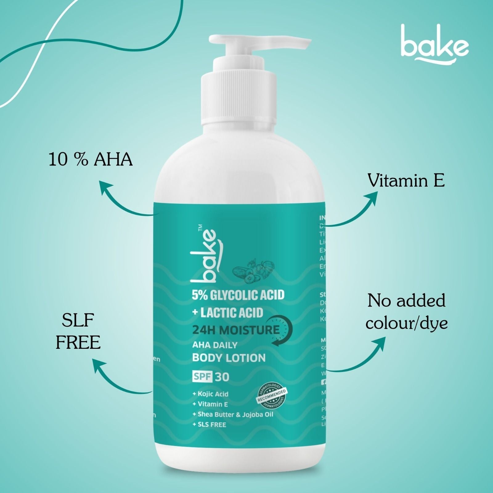 Bake 5% AHA Exfoliating Body Lotion SPF 30 | Swadesiicart