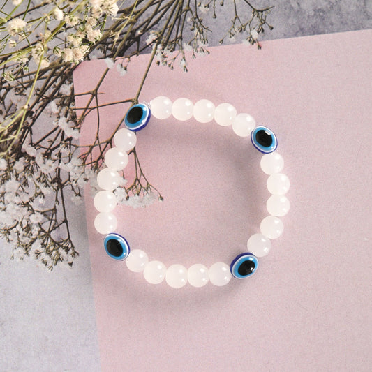 NVR Men & Women White Marbel Crystal Elasticated Bracelet - NR Retail-NVR