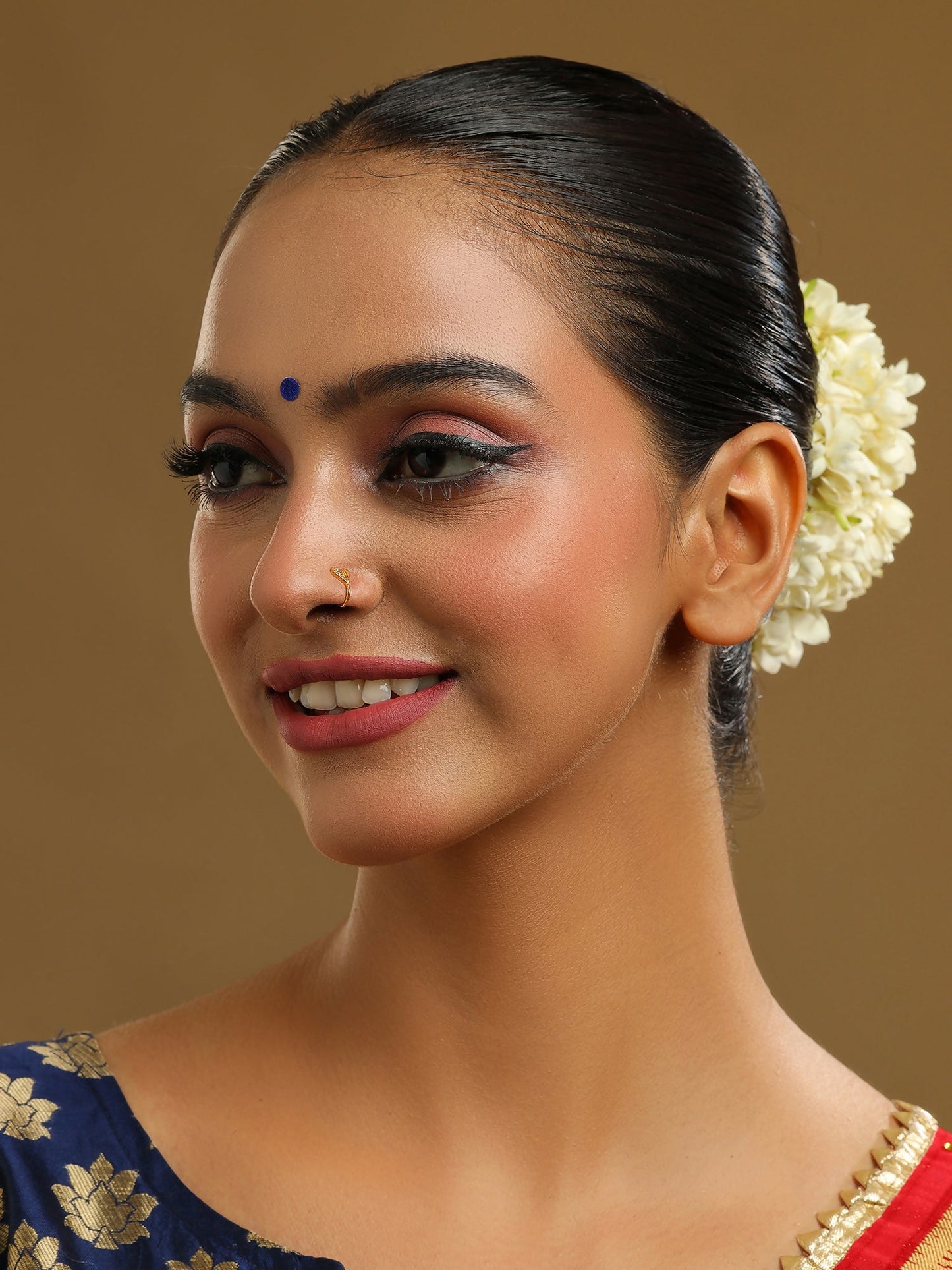 Ruby Raang Gold Heart Nose Pin | Swadesiicart