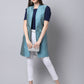 Even Apparels Blue Bansari Silk Open Front Women's Long Coat | Swadesiicart