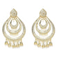 Mominos Fashion Johar Kamal Triple Circle White With Red Golden Big Size Earrings - Swadesiicart