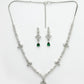 NVR Women's Silver-Plated Green American Diamond Studded Jewellery Set - Swadesiicart