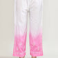 Joban Fashion Womens Cotton ChikanKari Pink & White Cord set - Swadesiicart