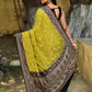 Joban Fashion Green Crepe Chiffon Pure Handloom Banarasi Silk Saree | Swadesiicart