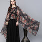 Ahalyaa Women Black Crepe Dress With Attached Dupatta | Swadesiicart