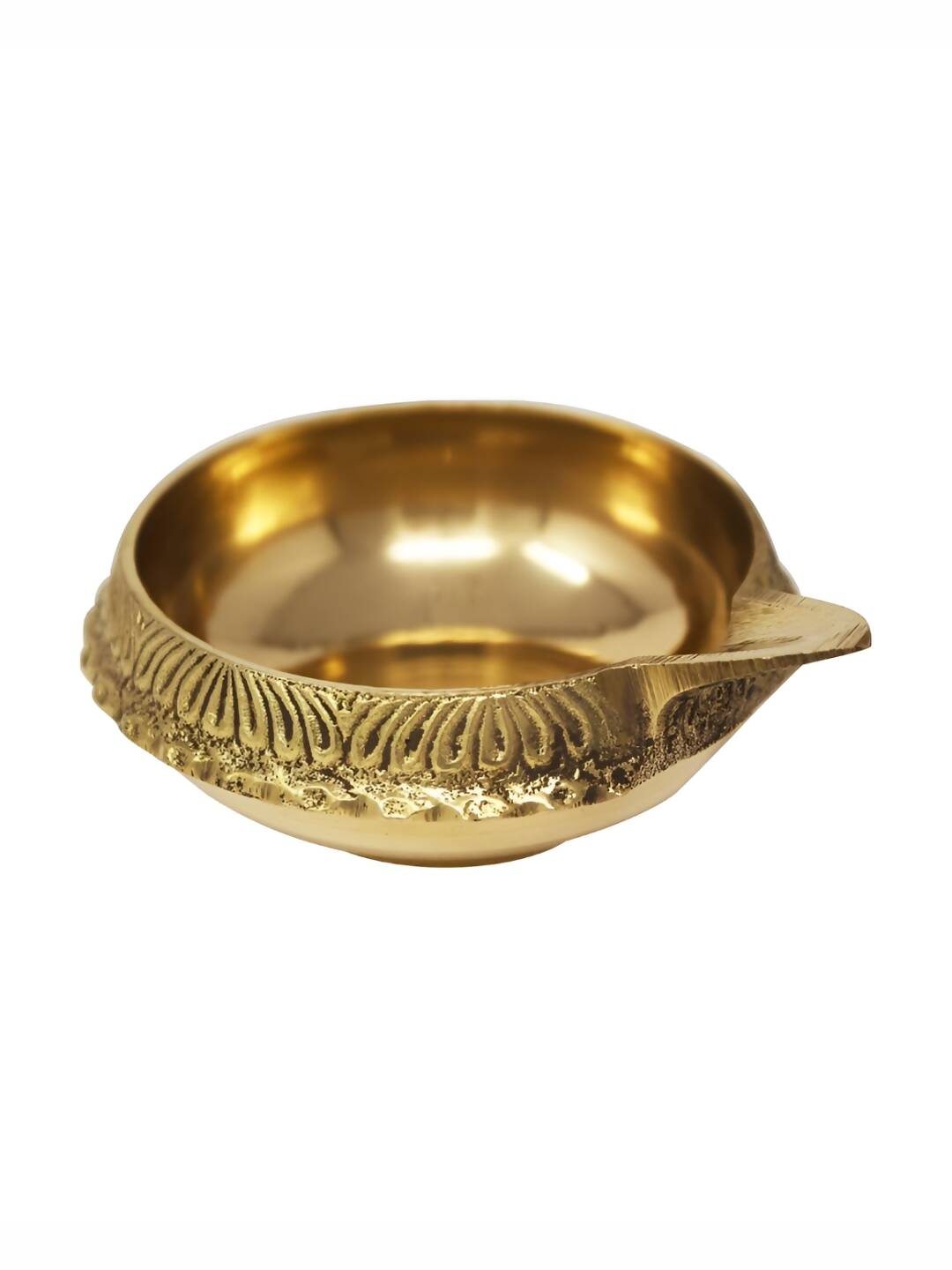 Spillbox Gold Toned Textured Brass Diya without Stand | Swadesiicart