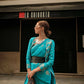 Firozi Blue Weavead Thread & Zari Work, Handloom Weaving Banarasi Satin Silk Saree - Rajtex Kronicle Silk - Swadesiicart