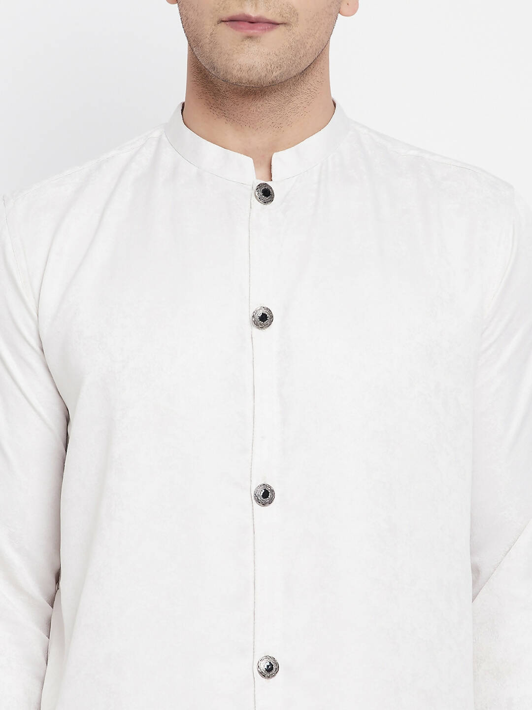 Even Apparels White Rayon Men's Sherwani Kurta With Open Front | Swadesiicart