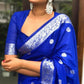 DEIANA'S Beautiful Designer Golden zari Soft Lichi Silk Saree - Royal Blue - Swadesiicart