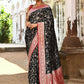 Joban Fashion Black Crepe Chiffon Pure Handloom Banarasi Silk Saree | Swadesiicart