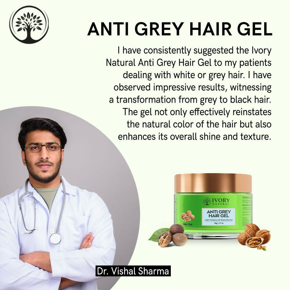 Ivory Natural Grey Gel For Hair Restore Natural Dark Shine And Luster | Swadesiicart