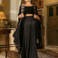 Janasya Black Georgette Solid Top Bottom Cape | Swadesiicart