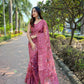 Vamsee Gunjan Pink Organza Saree - Swadesiicart