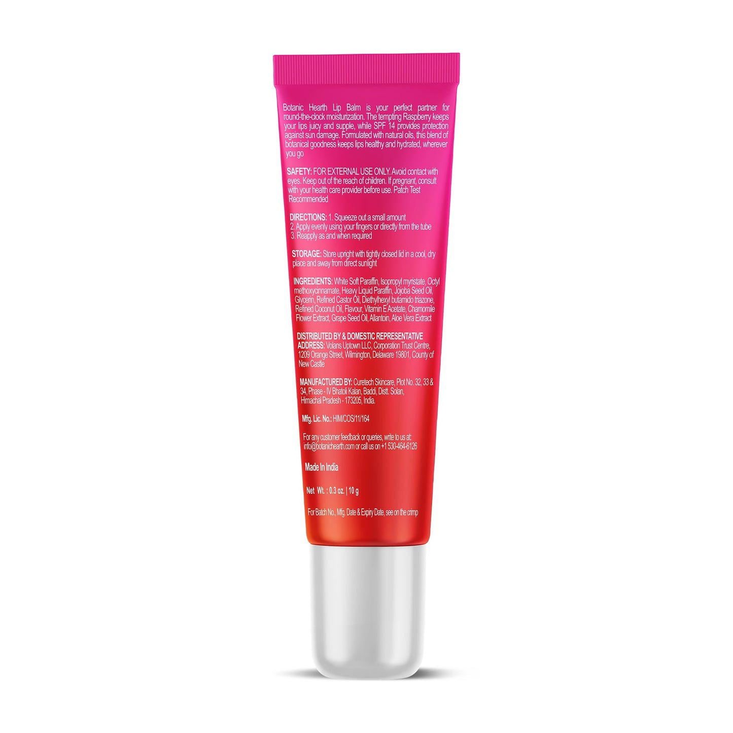 Botanic Hearth Raspberry SPF Lip Balm with Jojoba Oil, Vitamin E & Allantoin