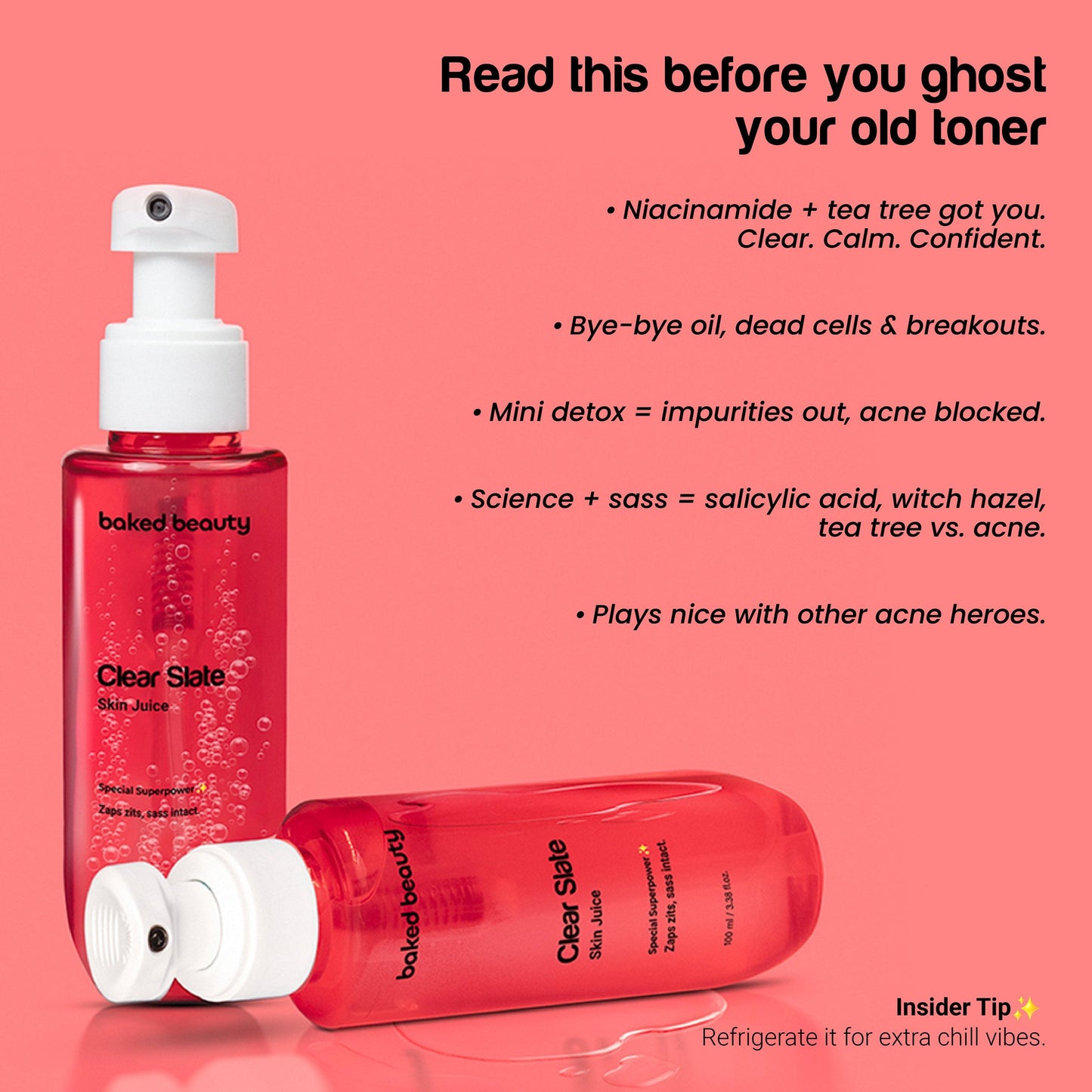 Baked Beauty Clear Slate Skin Juice - Anti Acne Toner