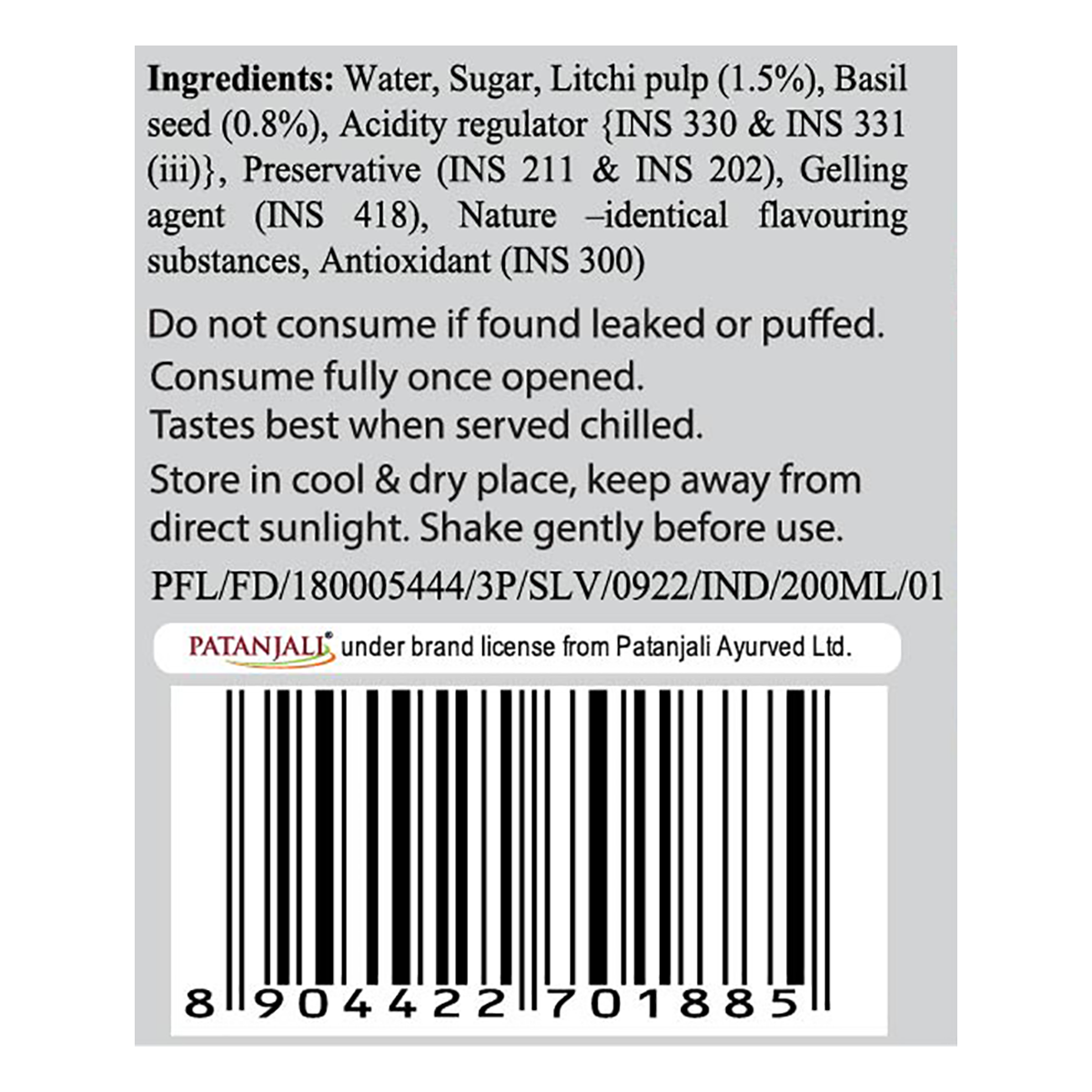 Patanjali Litchi Basil Drink | Swadesiicart