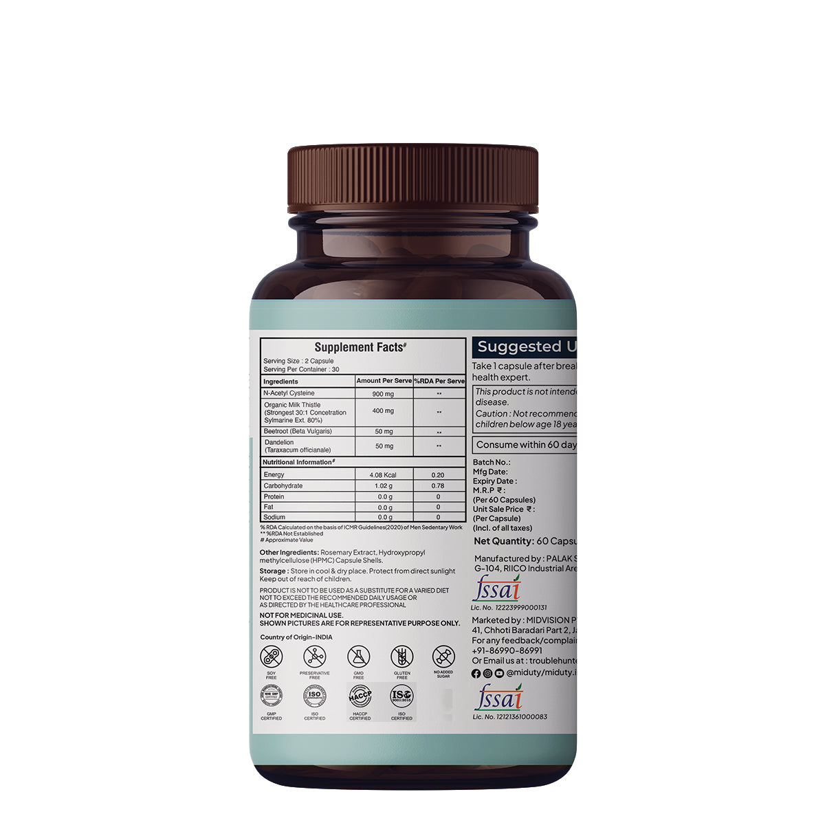 Miduty by Palak Notes Liver Detox Capsules - Swadesiicart