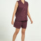 Breathables Women Cotton Night Suit Shirt And Shorts Co-Ord Set Maroon I Nightwear | Loungewear Set