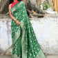 Joban Fashion Green Pure Crepe Pure Handloom Banarasi Silk Saree | Swadesiicart