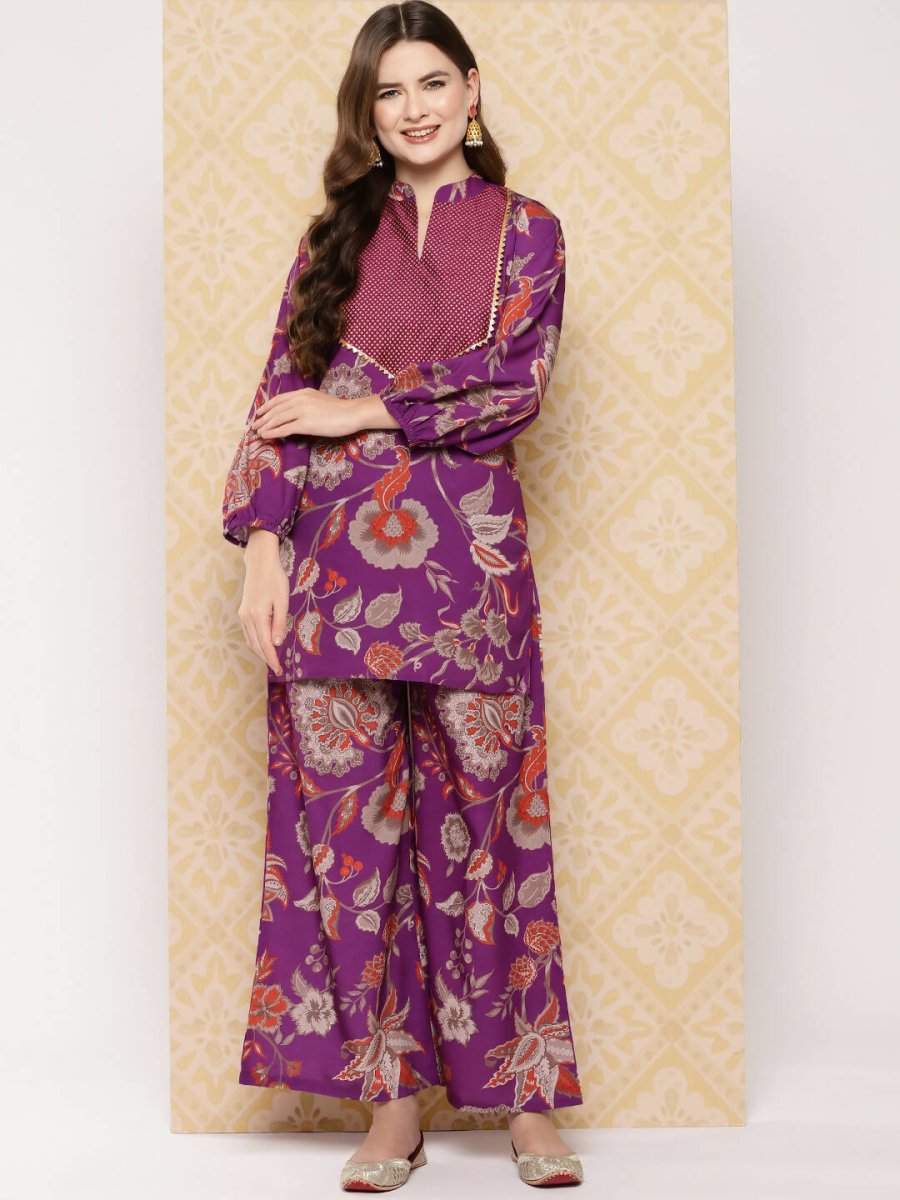 Ahalyaa Women's Traditional Wear Co-ods - Purple | Swadesiicart