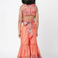 Lil Drama Golden Weaves Orange Crop Top With Palazzo Co-Ordinate Set - Swadesiicart