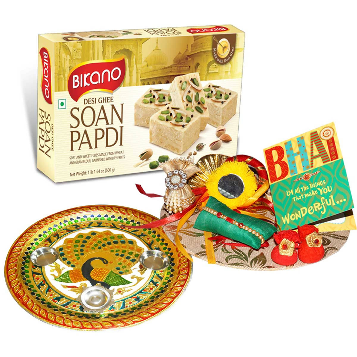 Bikano Soan Papdi Rakhi Puja Thali Gifts | Swadesiicart