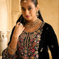 Anaita Black Embroidered Velvet Stitched Plazo Suit