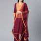 Ahalyaa Wine Crepe Solid Kurta Palazzo Set With Printed Dupatta | Swadesiicart