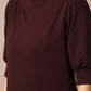 Myshka Women's Coffee Brown Solid Boat Neck Party Top With Trousers Co-ord set - Swadesiicart