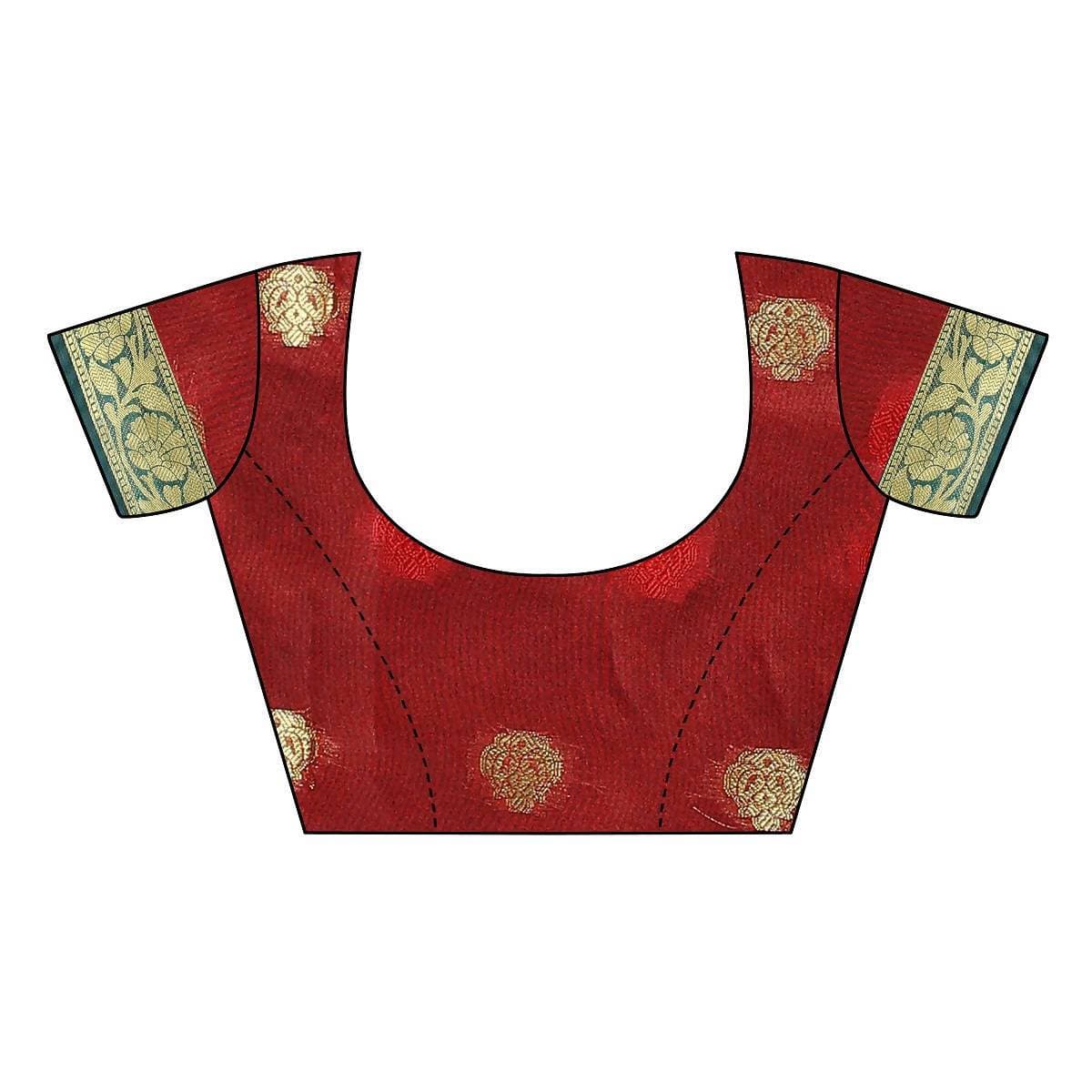 Vamika Banarasi Jaquard Rama Green Weaving Saree | Swadesiicart