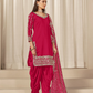 Anaita Red Roman Silk Stitched Suit with Embroidery & Real Mirror Work
