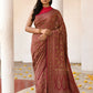 Joban Fashion Rouge Pink Crepe Chiffon Pure Handloom Banarasi Silk Saree | Swadesiicart