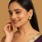 Nuyug 22K Gold-Plated Faux Emerald Stones Studded Circular Floral Shaped Motif Studs | Swadesiicart