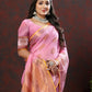 Lorenvalley Fashion Pink Cotton with Woven Design Zari Weaving Saree - Swadesiicart