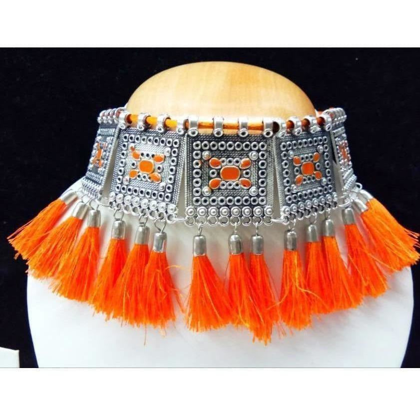 MS Fashion India Traditional Oxidized Orange Necklace for Women | Swadesiicart