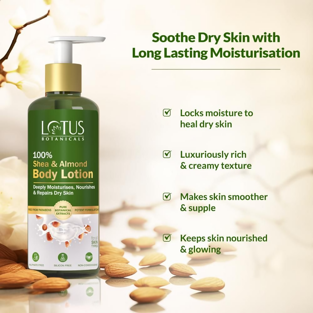 Lotus Botanicals 100% Shea & Almond Body Lotion | Swadesiicart
