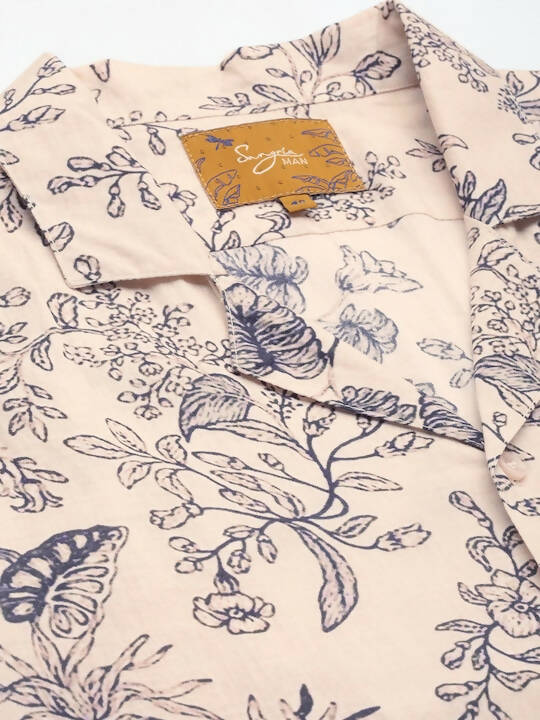 Off White Relaxed Floral Opaque Printed Casual Resort Shirt - Mahotsav | Swadesiicart