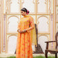 Vaasva Women Yellow Organza Floral Embroidered Anarkali Kurta, Pant & Dupatta set | Swadesiicart