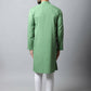 Even Apparels Green Color Pure Cotton Men's Kurta With Band Collar (SLD073) | Swadesiicart
