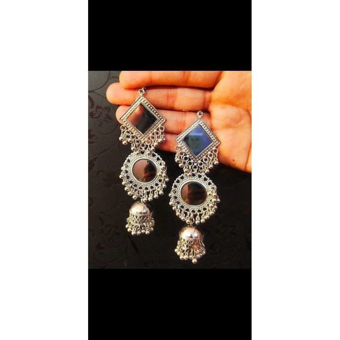 MS Fashion India Muskan Fancy Oxidized Mirror Jhumki Earrings | Swadesiicart