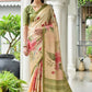 Vishnu Weaves Women's Mahendi Satin Silk Printed Saree with Blouse - Swadesiicart