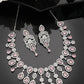 NVR Women Silver Plated & Pink Cz Stone Handcrafted Jewellery Set - Swadesiicart