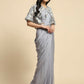 Grey Chiffon Solid Ready to wear Saree with stitched Blouse - Aayan | Swadesiicart