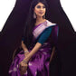 DEIANA'S Beautiful Designer Golden zari Soft Lichi Silk Saree - Purple - Swadesiicart