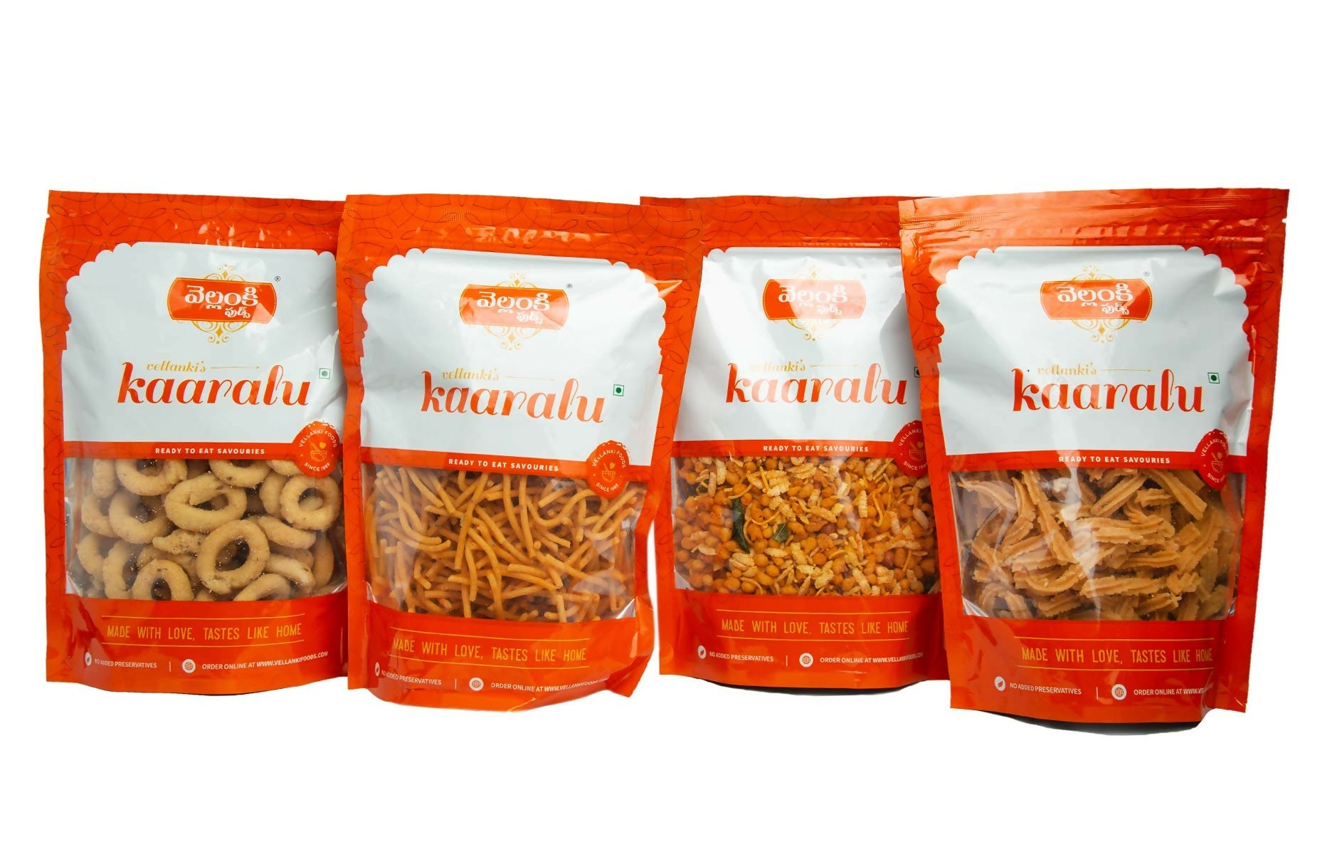 Vellanki Foods Namkeen Combo Pack (250g Each) - Muruku, Chegodi, Vampoosa, Mixture - Swadesiicart
