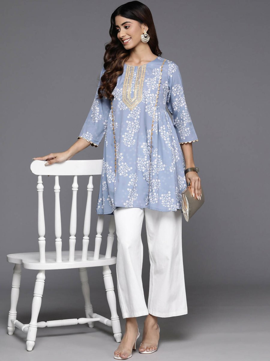 Ahalyaa Women's Traditional wear Tunic - Grey | Swadesiicart