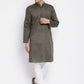 Even Apparels Green Men's Pure Cotton Kurta With Band Collar | Swadesiicart