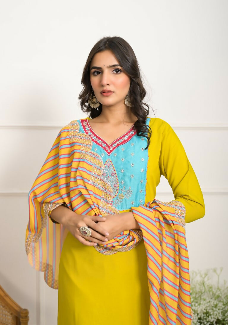 Festive Wear Ethnic Yellow Viscose Stitched Suit With Dupatta - Tanisha | Swadesiicart